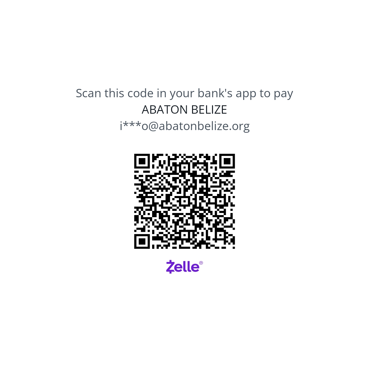 Zelle QR code — pay Abaton Belize
